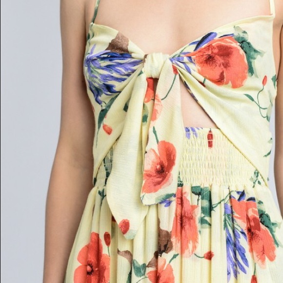π₯°LAST 2! Yellow Floral Tie Front Dress - Picture 4 of 4